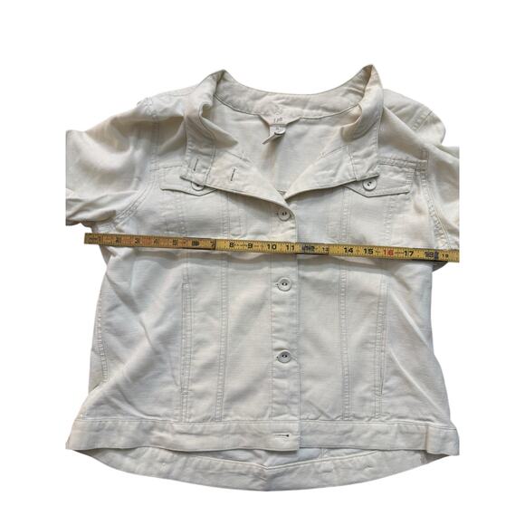 J.Jill Women's White Linen Blend Long Sleeves Button Front Denim Jacket Size M - Picture 4 of 4